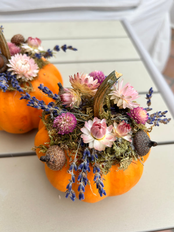 ORANGE mini pumpkin floral arrangement