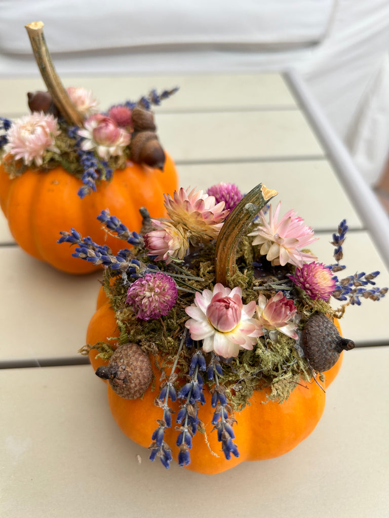 ORANGE mini pumpkin floral arrangement